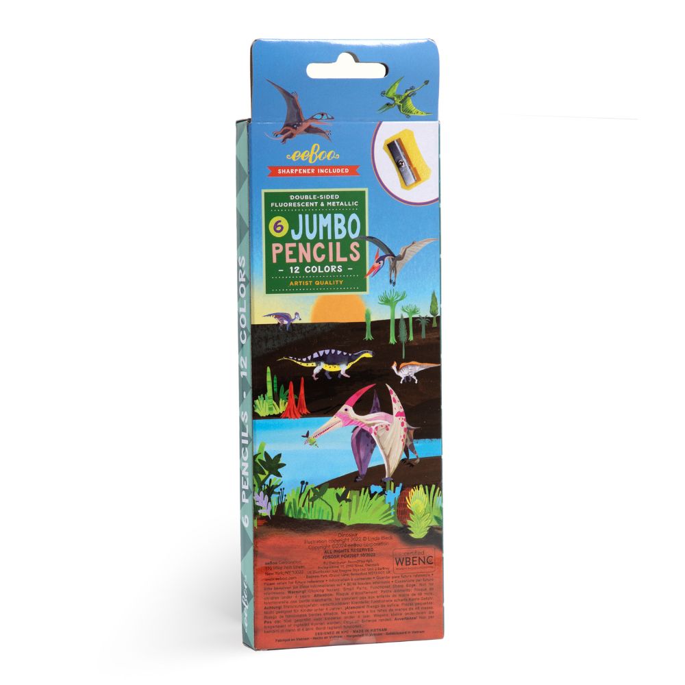 Eeboo Dinosaur 6 Jumbo Double-Sided Pencils