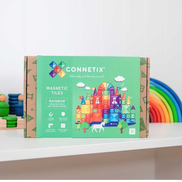 CONNETIX Magnetic Tiles 102 Piece Rainbow Creative Pack