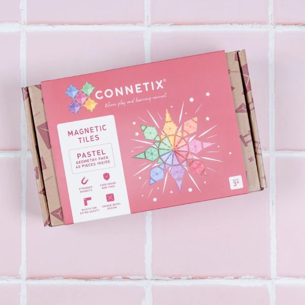 CONNETIX Magnetic Tiles 40 Piece Pastel Geometry Pack