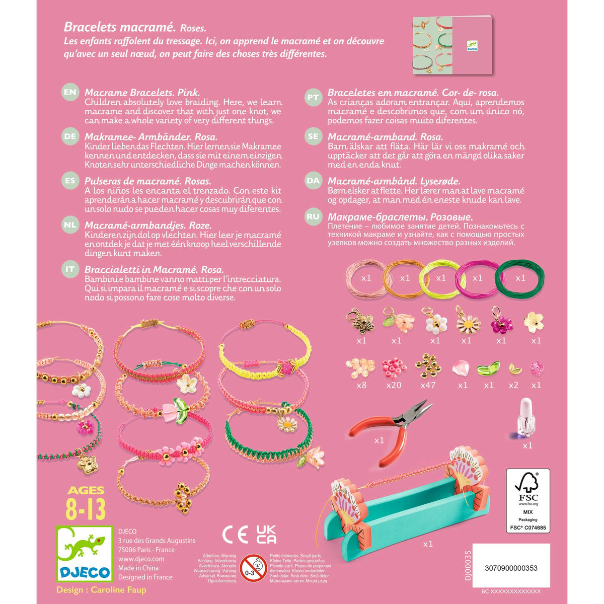Djeco Macrame Bracelets to Make - Pink DJ00035