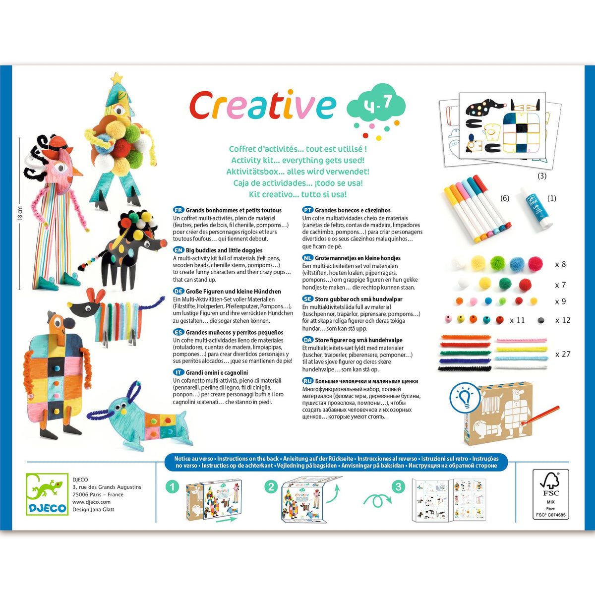Djeco Multi Activity Kit - Creative Punch Out Boxes 