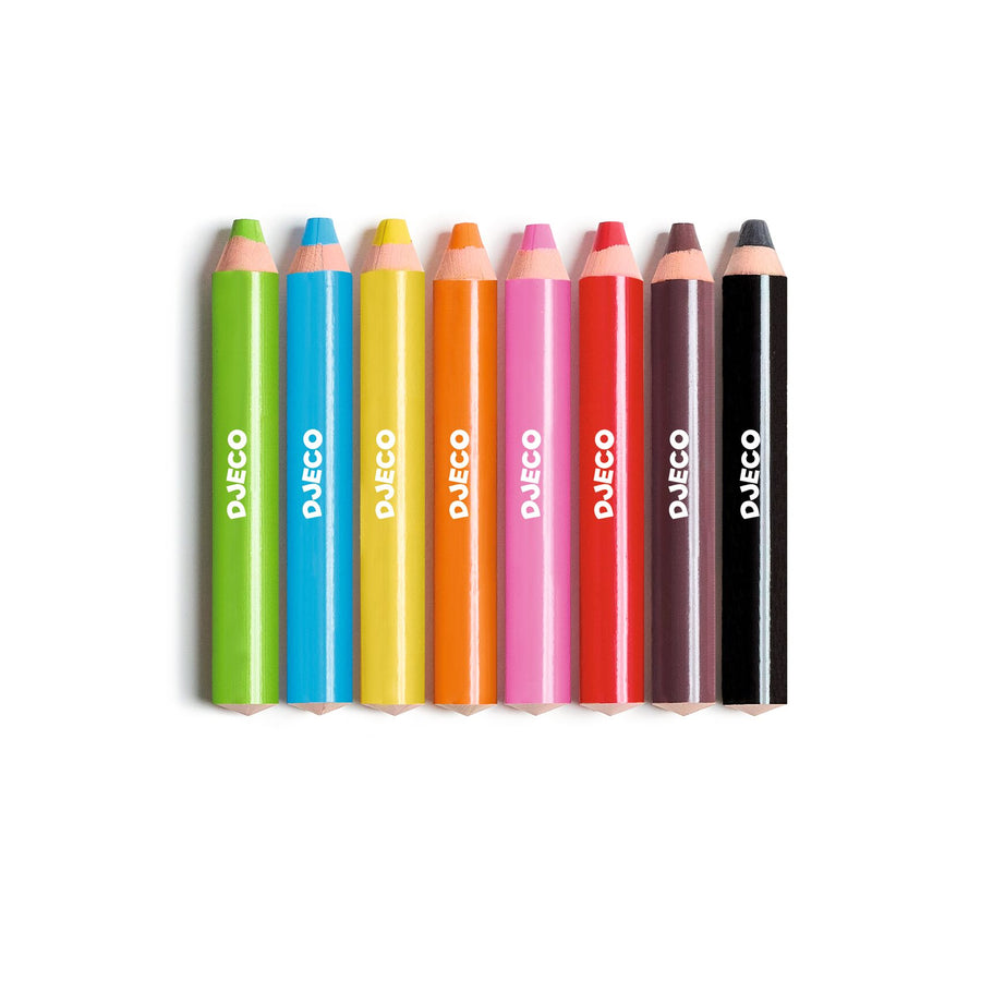 8 Easy Hold Chunky Colouring Pencils + Sharpener