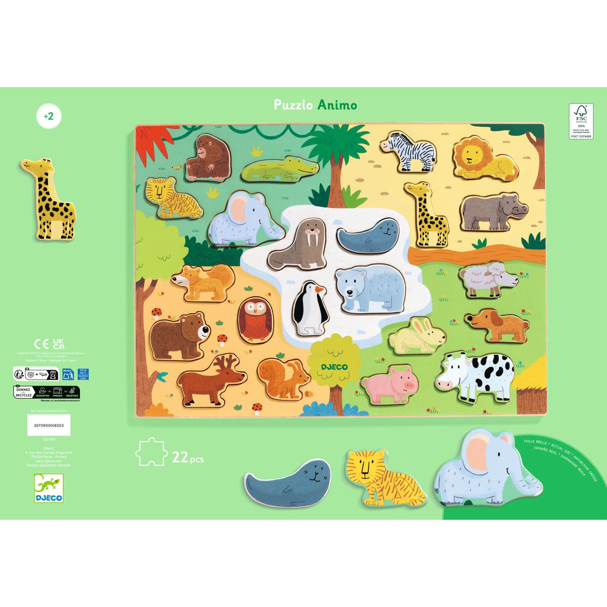 Djeco Wooden Puzzles - Puzzlo Animo DJ01830