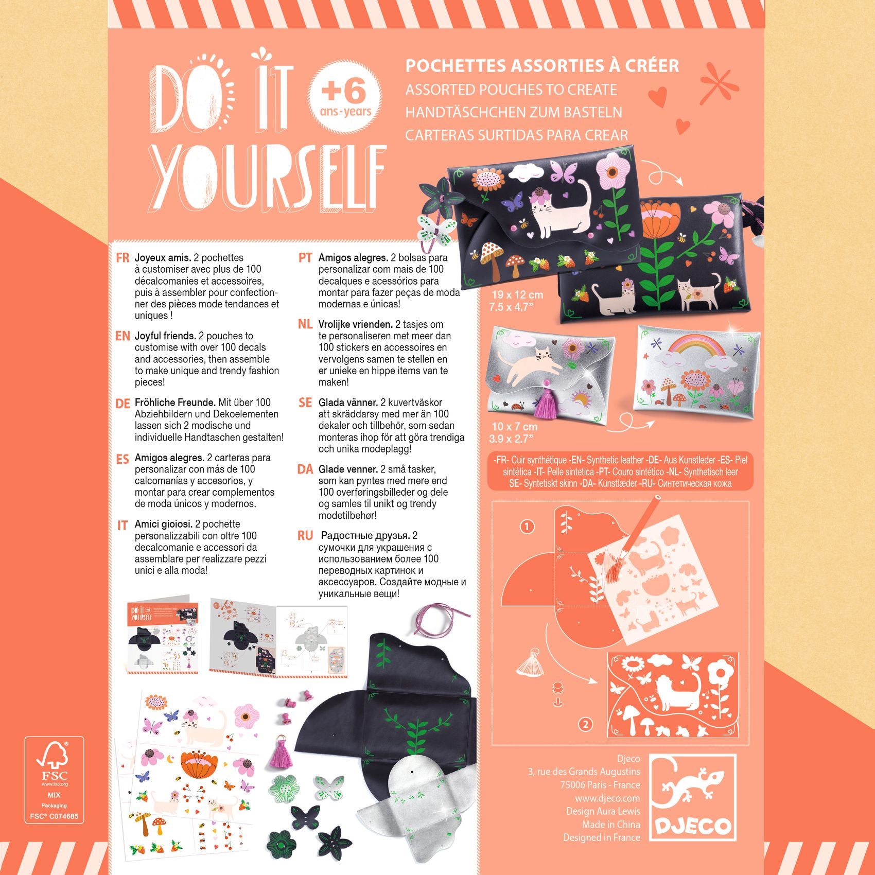 Djeco Do It Yourself Assorted Pouches To Create DJ07964