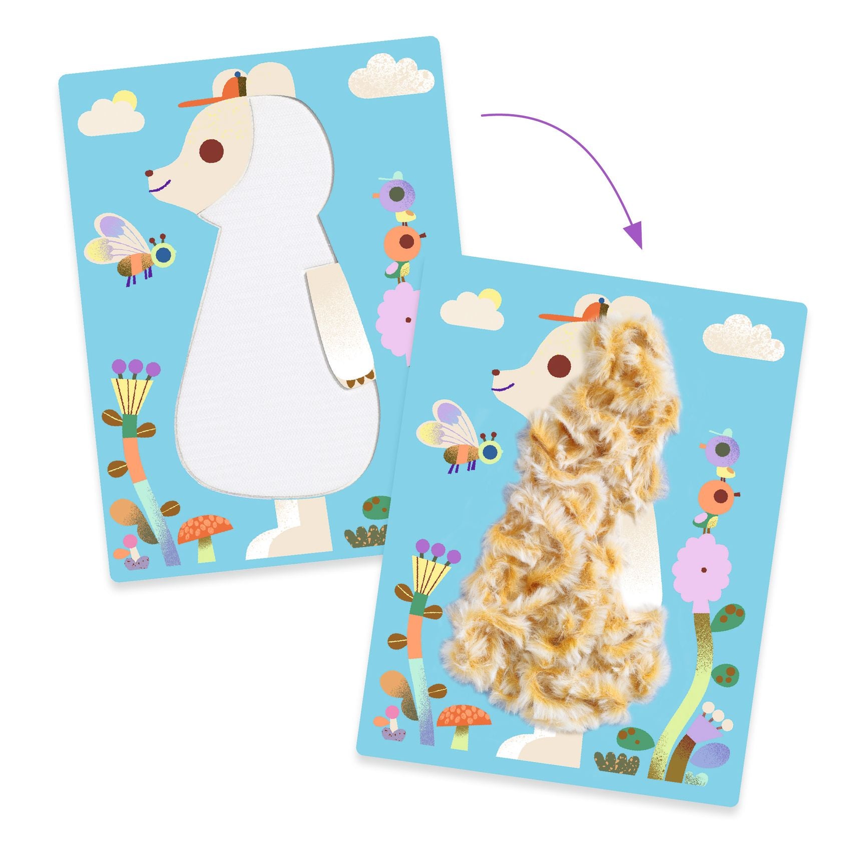 Djeco Velcro Collages Fluffy Safari Animals - Crafts For 4 Year Olds