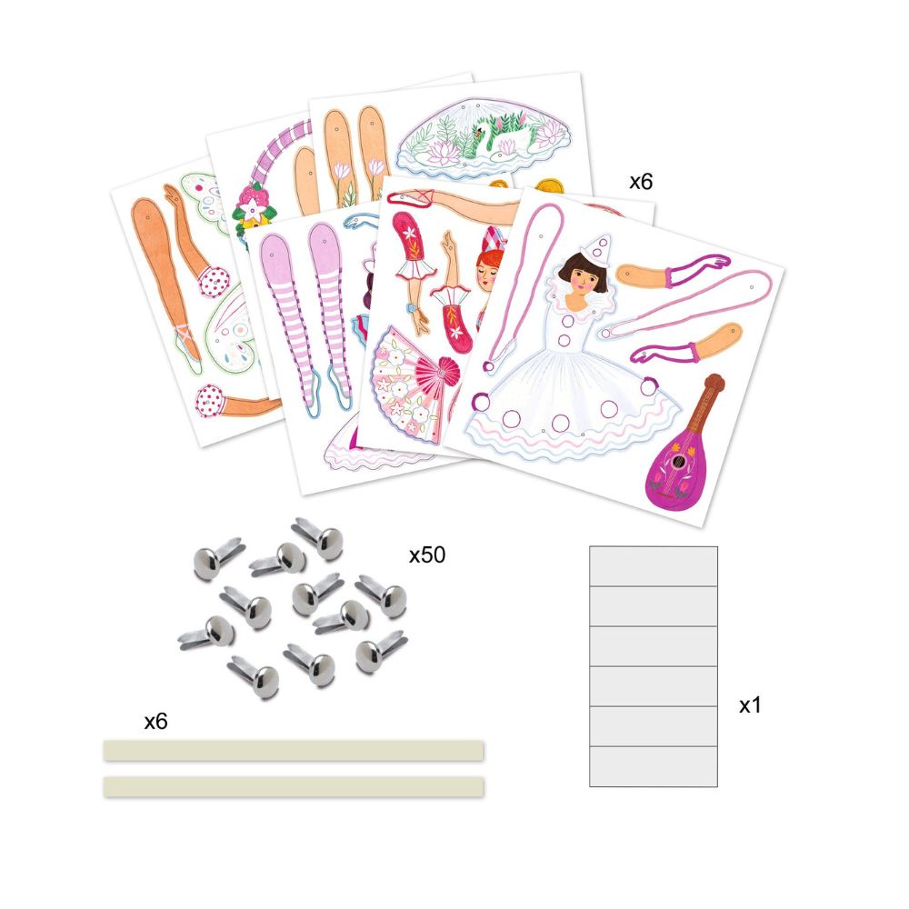 DJ09649 - Djeco Jumping Jacks to Colour In - Tutus