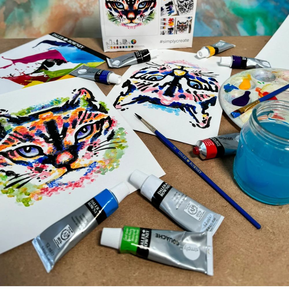Daler Rowney Simply Gouache Cat Activity Set