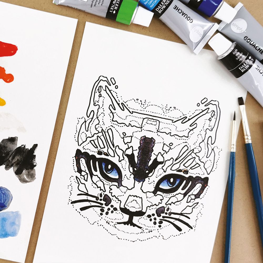 Daler Rowney Simply Gouache Cat Activity Set
