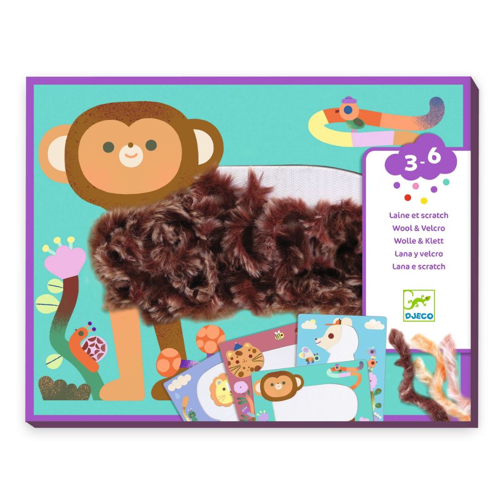 Djeco Collages Wool &amp; Velcro - Fluffy Friends DJ09128
