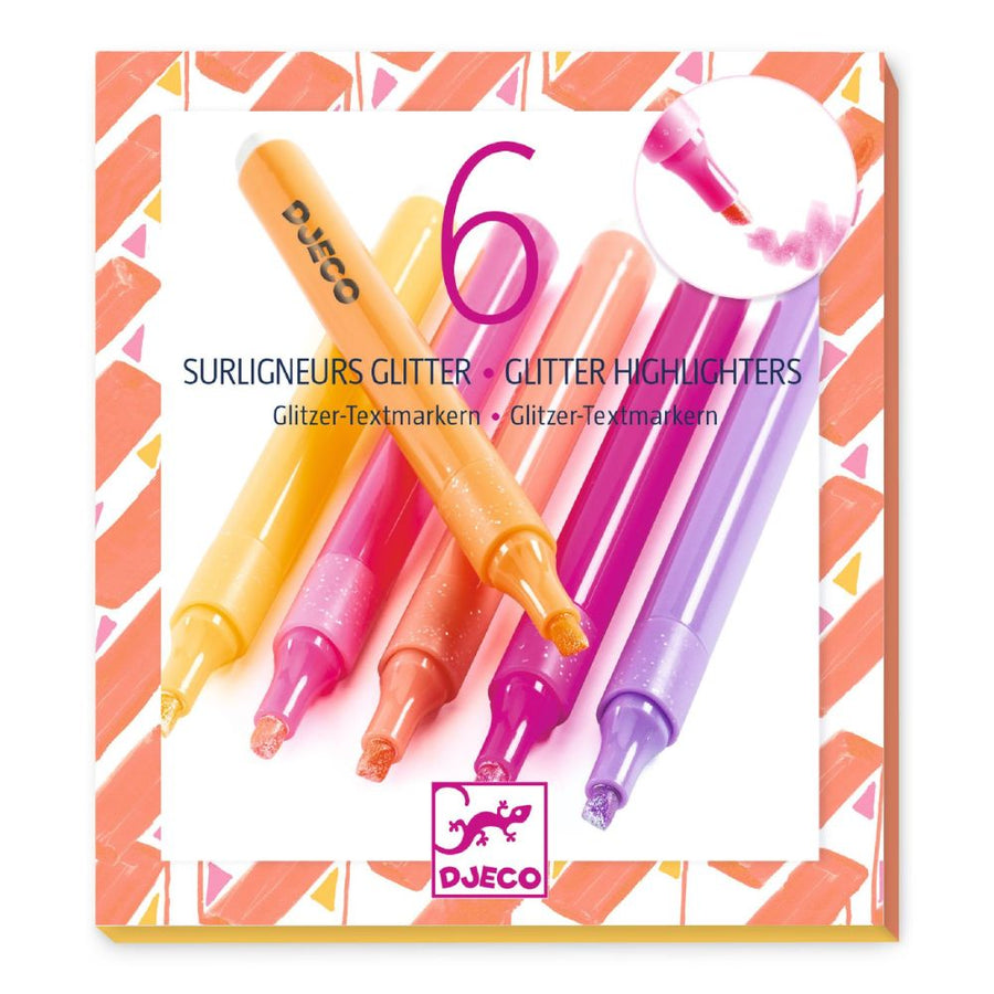 Djeco Colours For Older Ones - 6 Glitter Highlighters Grapefruit DJ09534