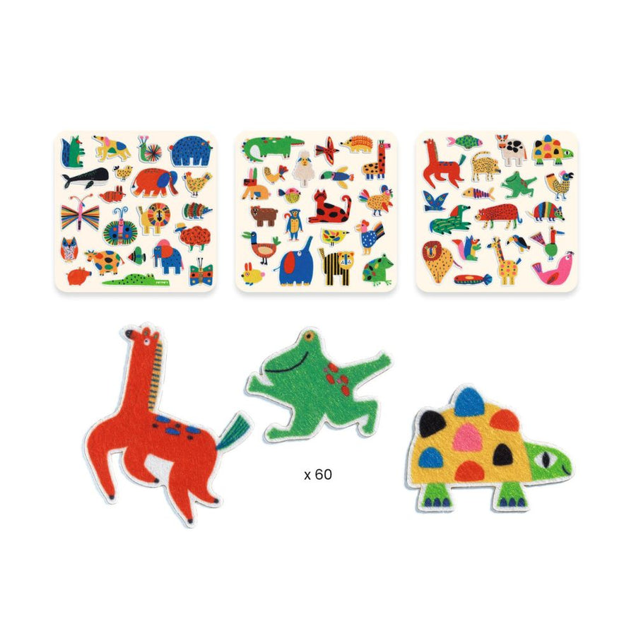 Djeco Kids Felt Stickers - Animals Everywhere, DJ00950 1000 x 1000