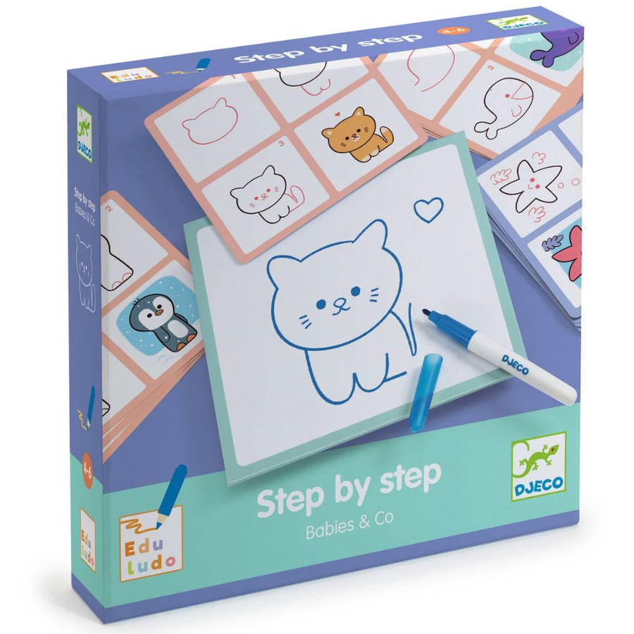 Djeco Step By Step Babies &amp; Co - Learn To Draw Baby Animals DJ08246