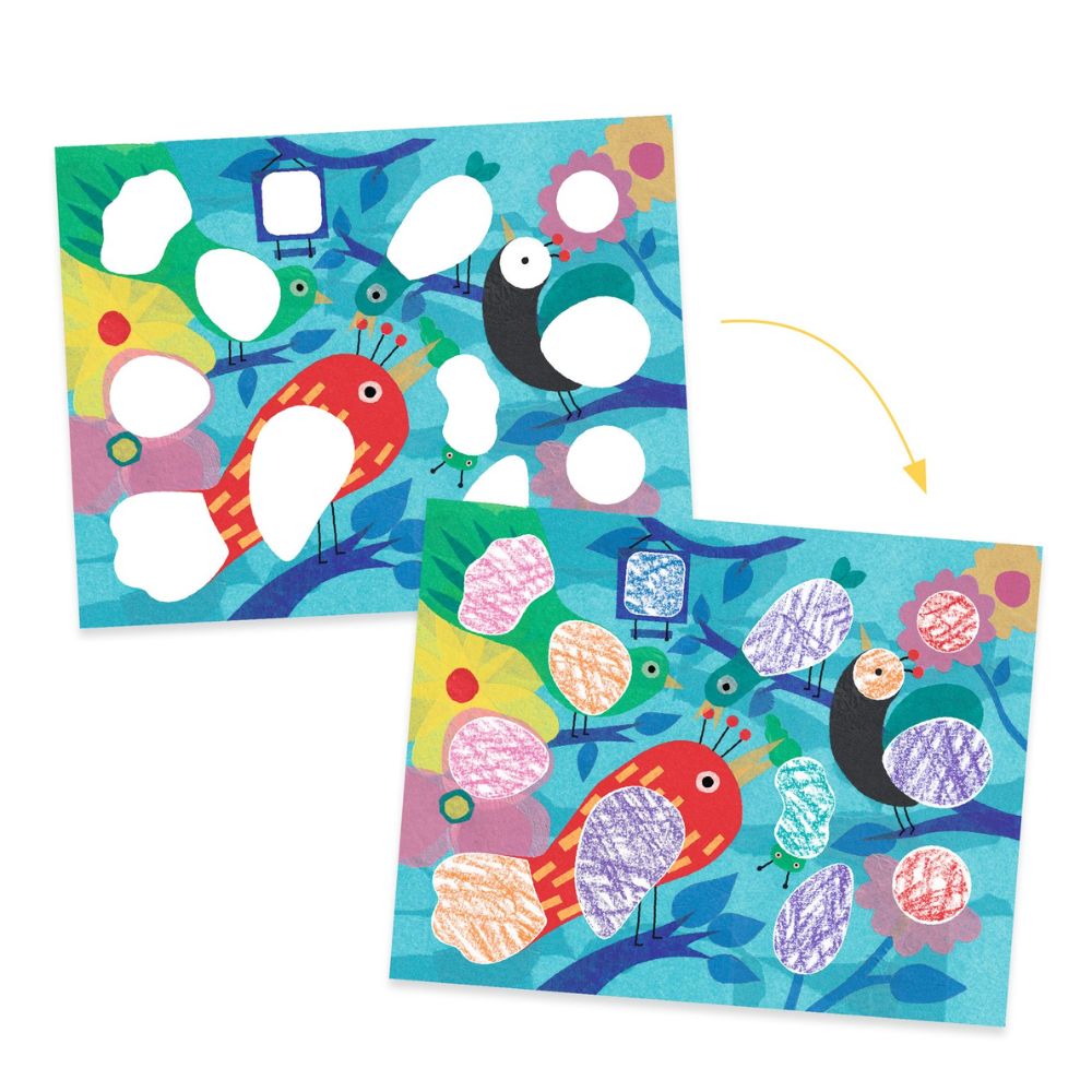 Djeco Colour Stop Fabulous Stencils Birdie & Co