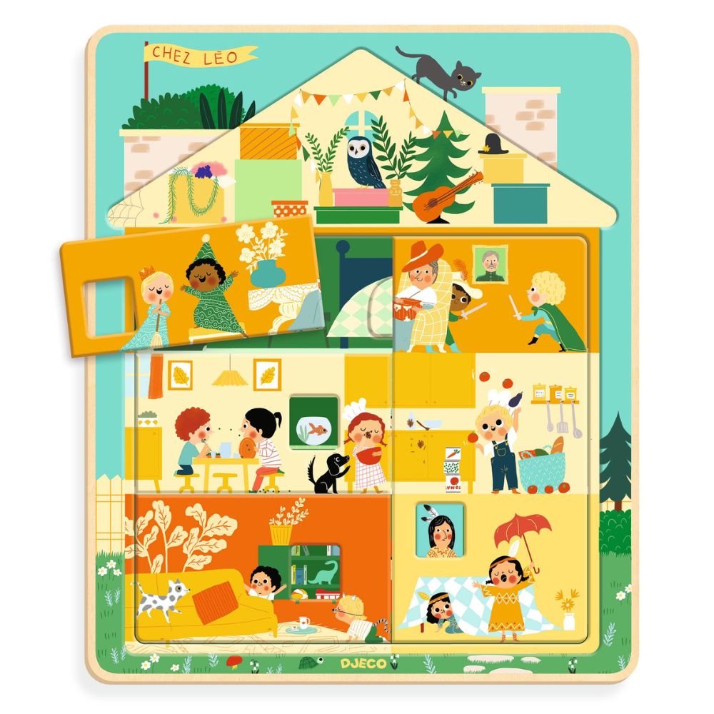 Djeco Wooden Puzzles - Chez Leo Layered Puzzle DJ01489