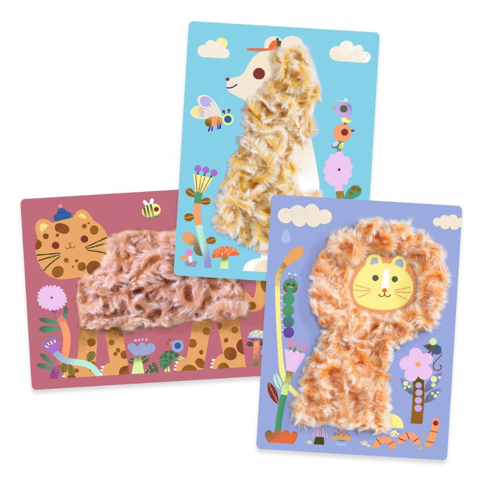 Djeco Collages Wool &amp; Velcro - Fluffy Friends DJ09128