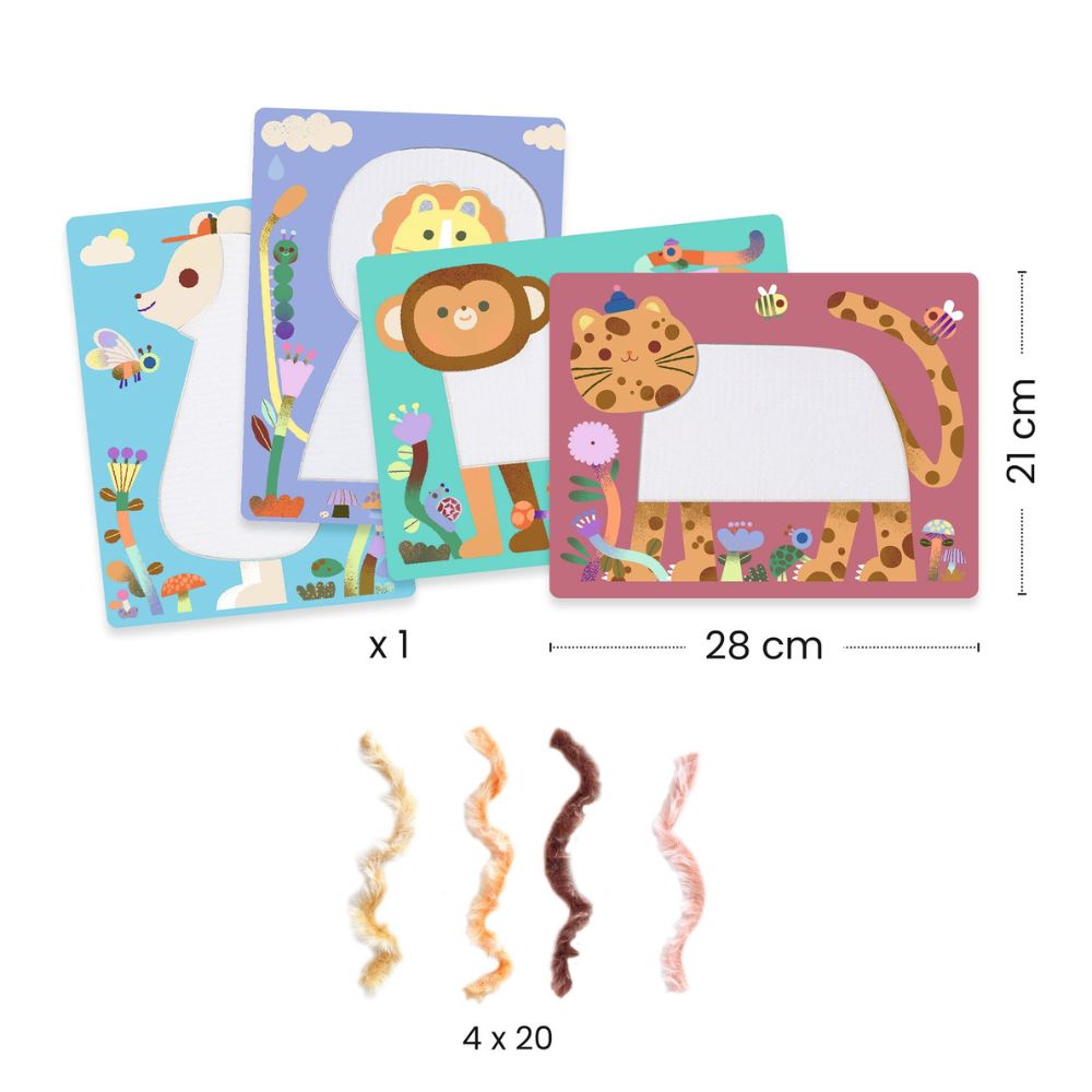 Djeco Collages Wool &amp; Velcro - Fluffy Friends DJ09128