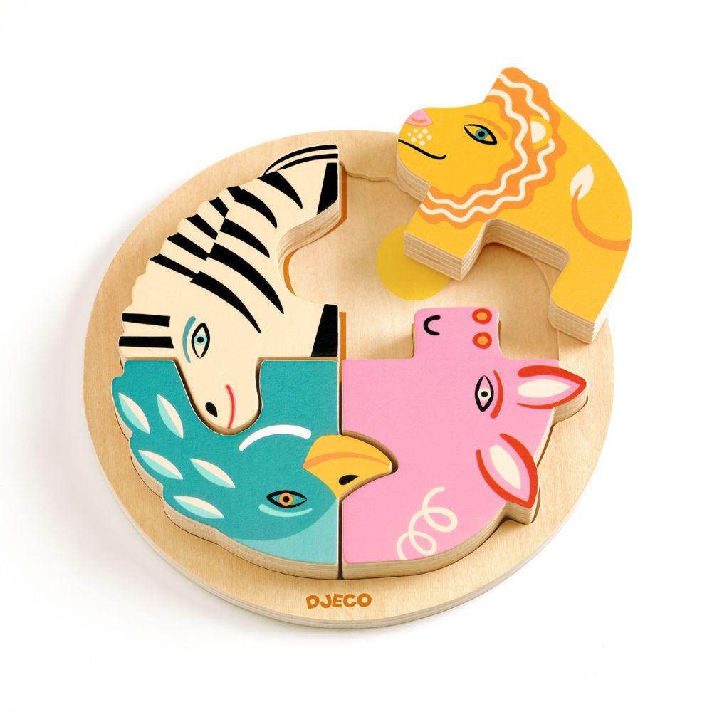 Djeco Wooden Puzzles - Round Lion DJ01107