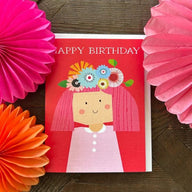 Flower Girl Happy Birthday Card