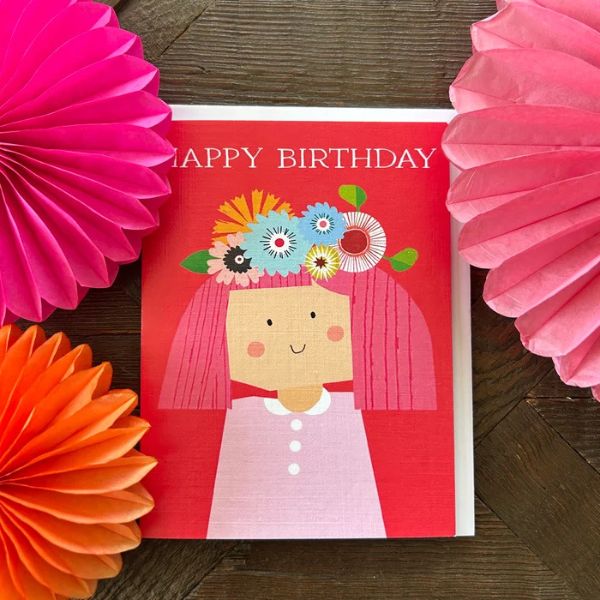 Flower Girl Happy Birthday Card