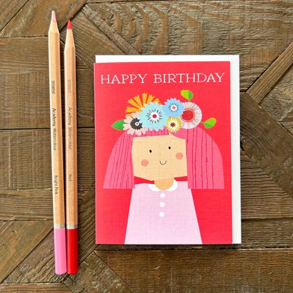 Flower Girl Happy Birthday Card