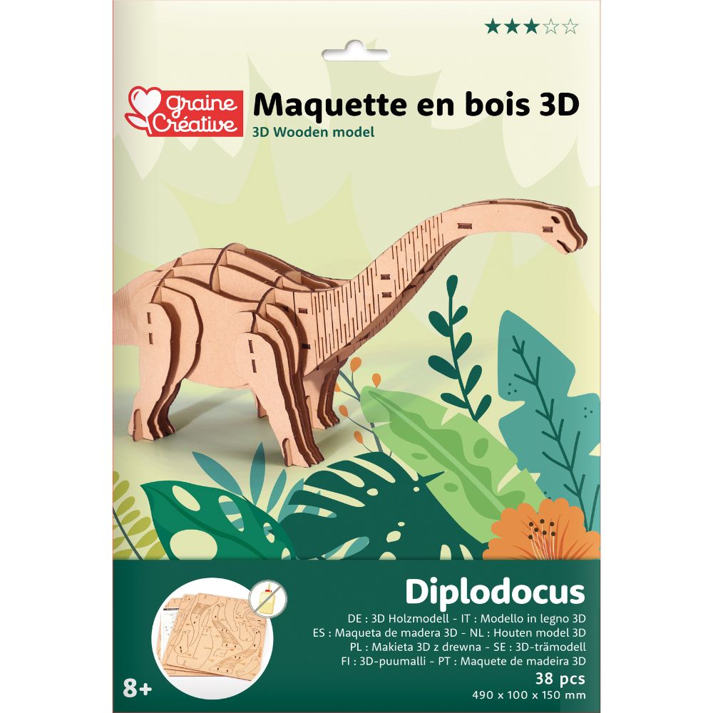 Dinosaur 3D Wooden Model Kit - Diplodocus
