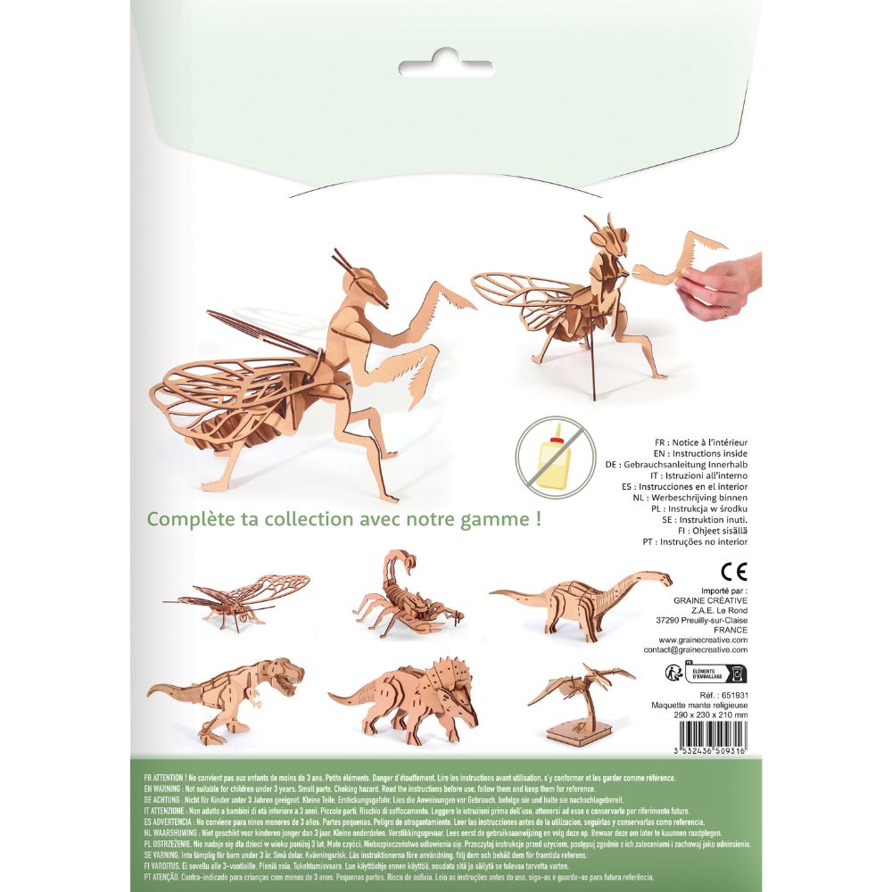 Graine Creative 3D Wooden Model Kit - Praying Mantis