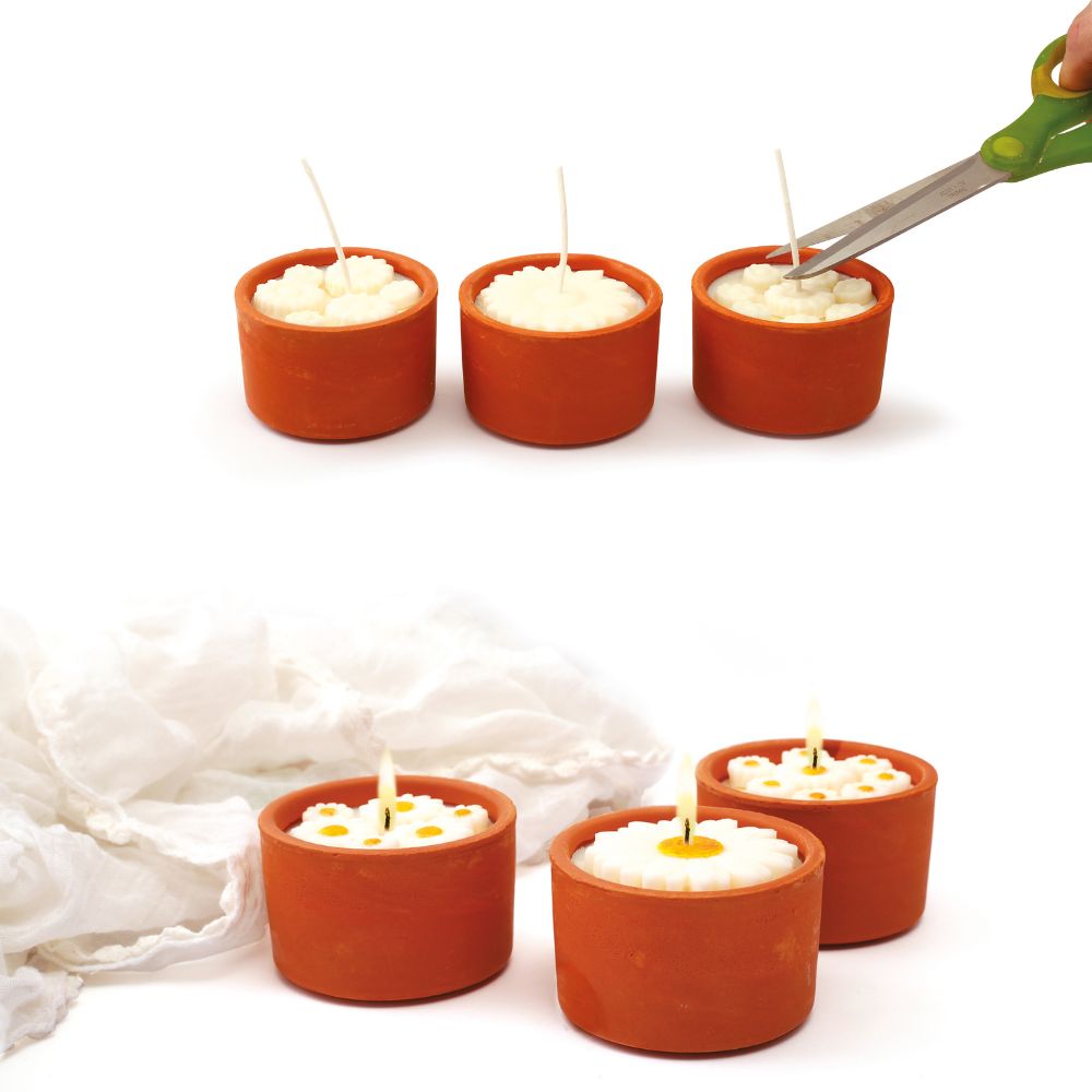 Beginners Candle Making Kit - Daisy Terracotta Pots