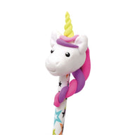 Unicorn-shaped pencil rubber with a colourful design on a white background