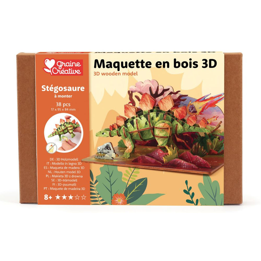 Dinosaur Wooden 3D Model - Stegosaurus