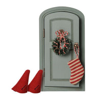 Maileg Christmas Door Set Mouse with red hats, wreath and stocking