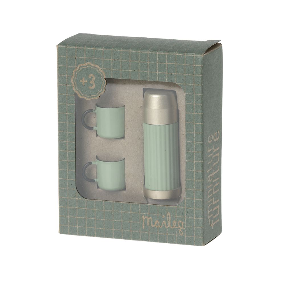 Maileg Hiker Mouse - Thermos and Cups, Mint
