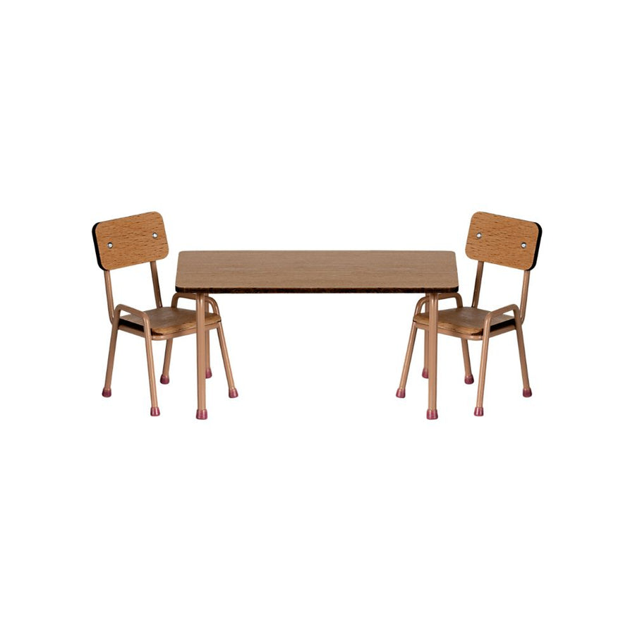 Maileg Table and chair set, Mouse - Dark powder