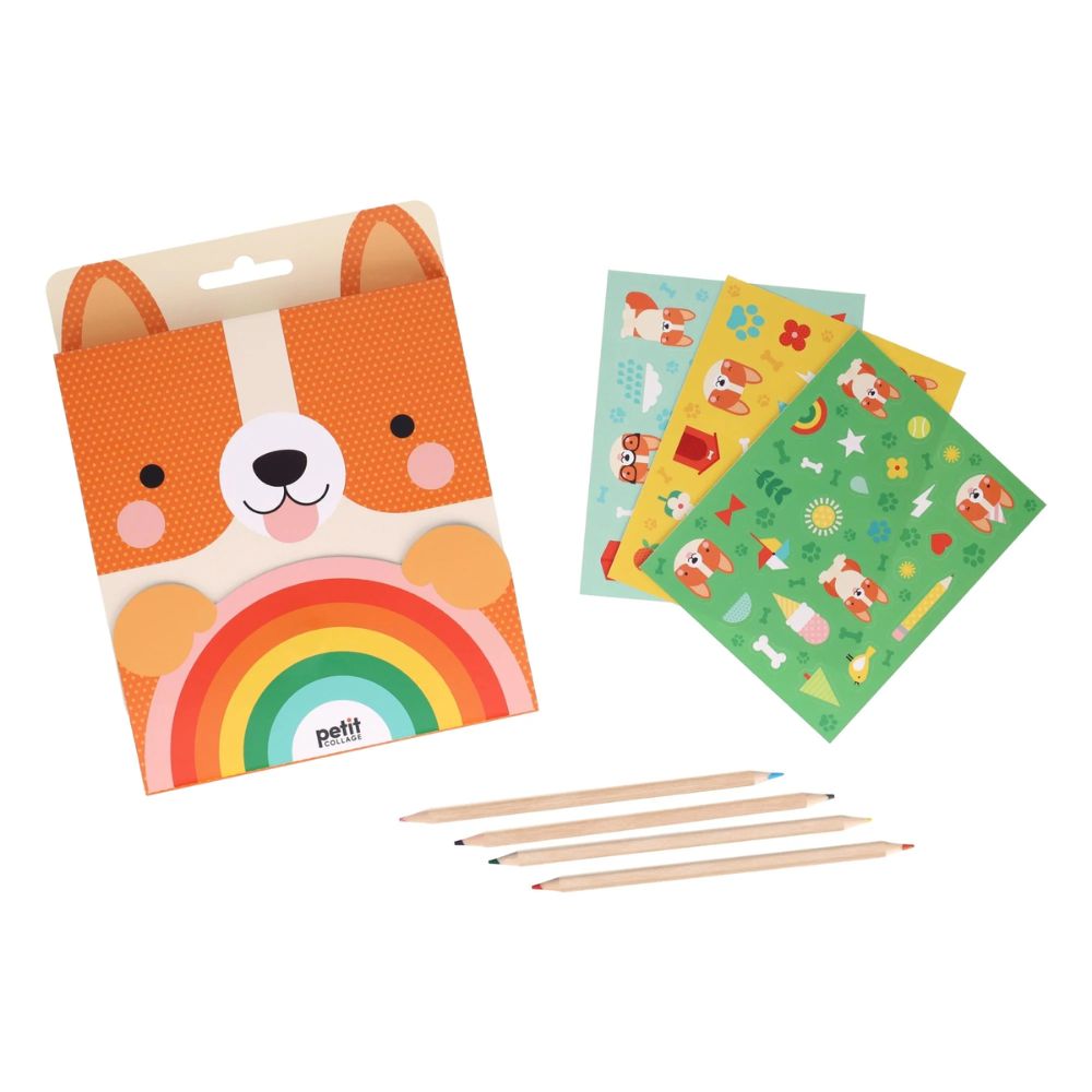 Petit Collage Carry Along Corgi Dog Sketch Book Set