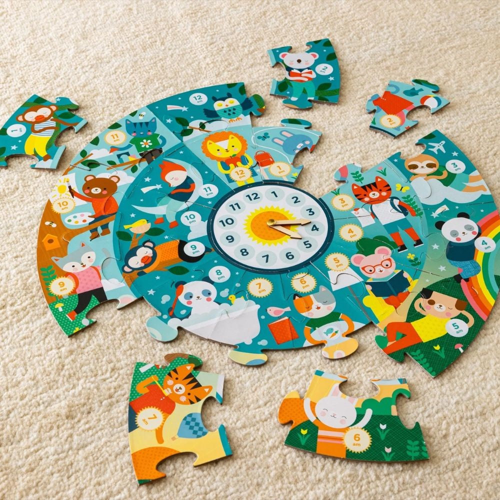 Petit Collage Tell The Time Floor Puzzle - 25pcs Wonky