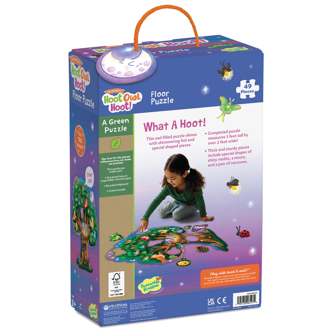 Peaceable Kingdom - Hoot Owl Hoot Shimmery Floor Puzzle