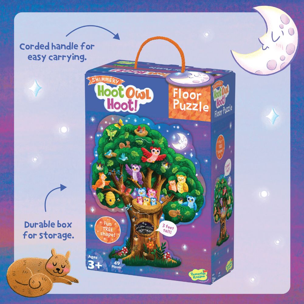 Peaceable Kingdom - Hoot Owl Hoot Shimmery Floor Puzzle