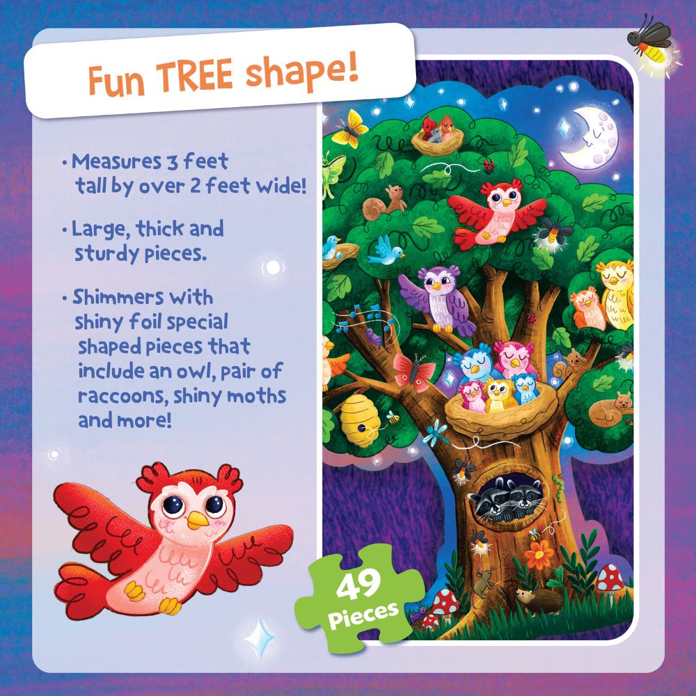 Peaceable Kingdom - Hoot Owl Hoot Shimmery Floor Puzzle