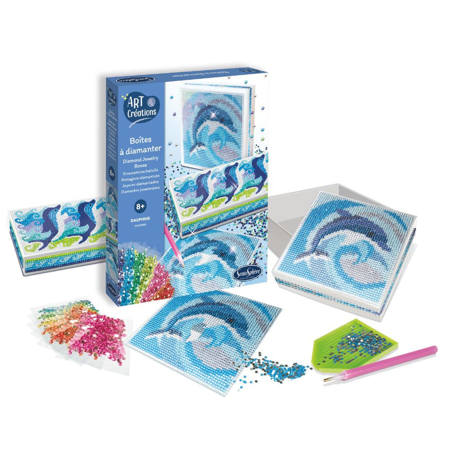 Diamond Art Jewellery Boxes Making Kit for Kids - Dolphins