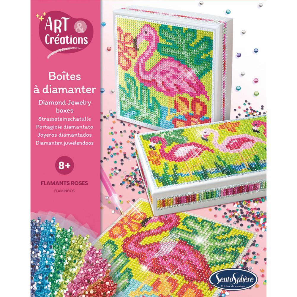 Diamond Art Jewellery Boxes Making Kit for Kids - Flamingos