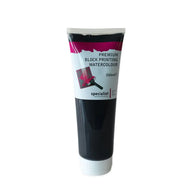 Tube of premium block printing watercolor paint on a white background