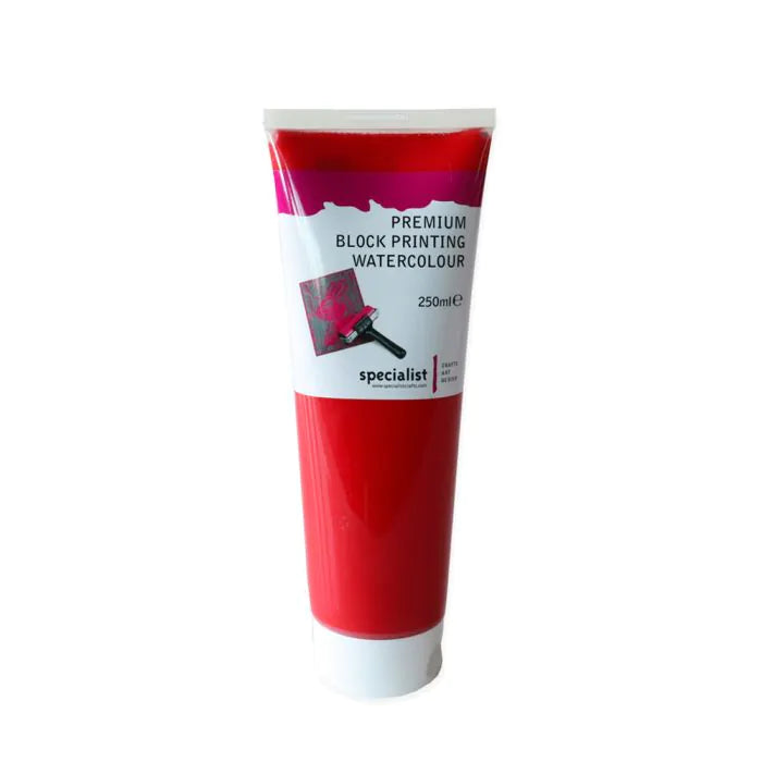 Specialist Crafts Premium Block Printing Watercolours - 250ml Tubes red