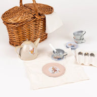 Tin Tea Set In A Wicker Basket - Gifts For Kids 3 Yrs+