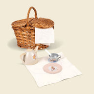 Tin Tea Set In A Wicker Basket - Gifts For Kids 3 Yrs+