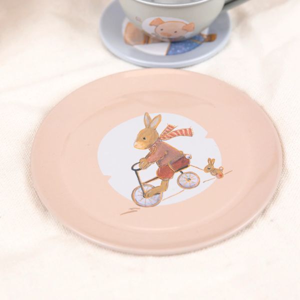 Tin Tea Set In A Wicker Basket - Gifts For Kids 3 Yrs+