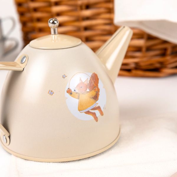 Tin Tea Set In A Wicker Basket - Gifts For Kids 3 Yrs+