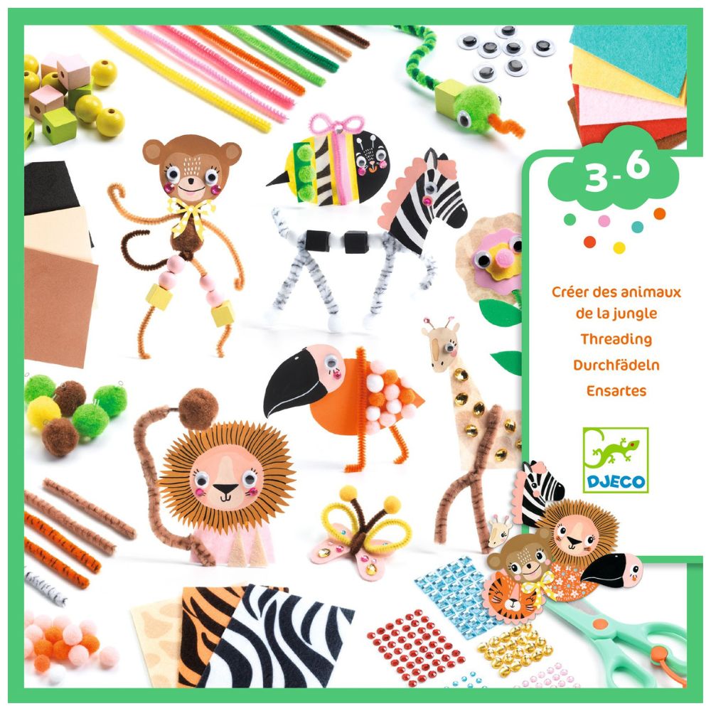 Djeco Make Your Own Jungle Animals Craft Kit for Ages 3-6 yrs