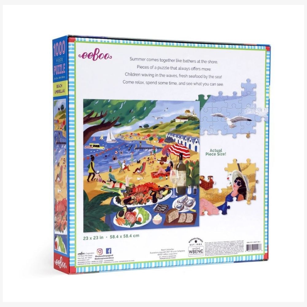 Eeboo Beach Umbrellas - 1000 Piece Puzzle